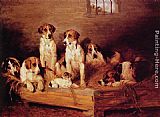 John Emms Foxhounds and Terriers in a Kennel painting